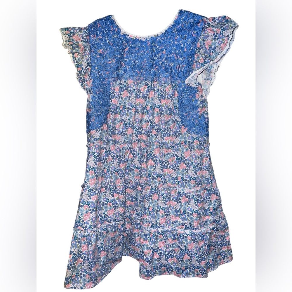 J. Marie  floral dress with ruffles and lace trim Size S